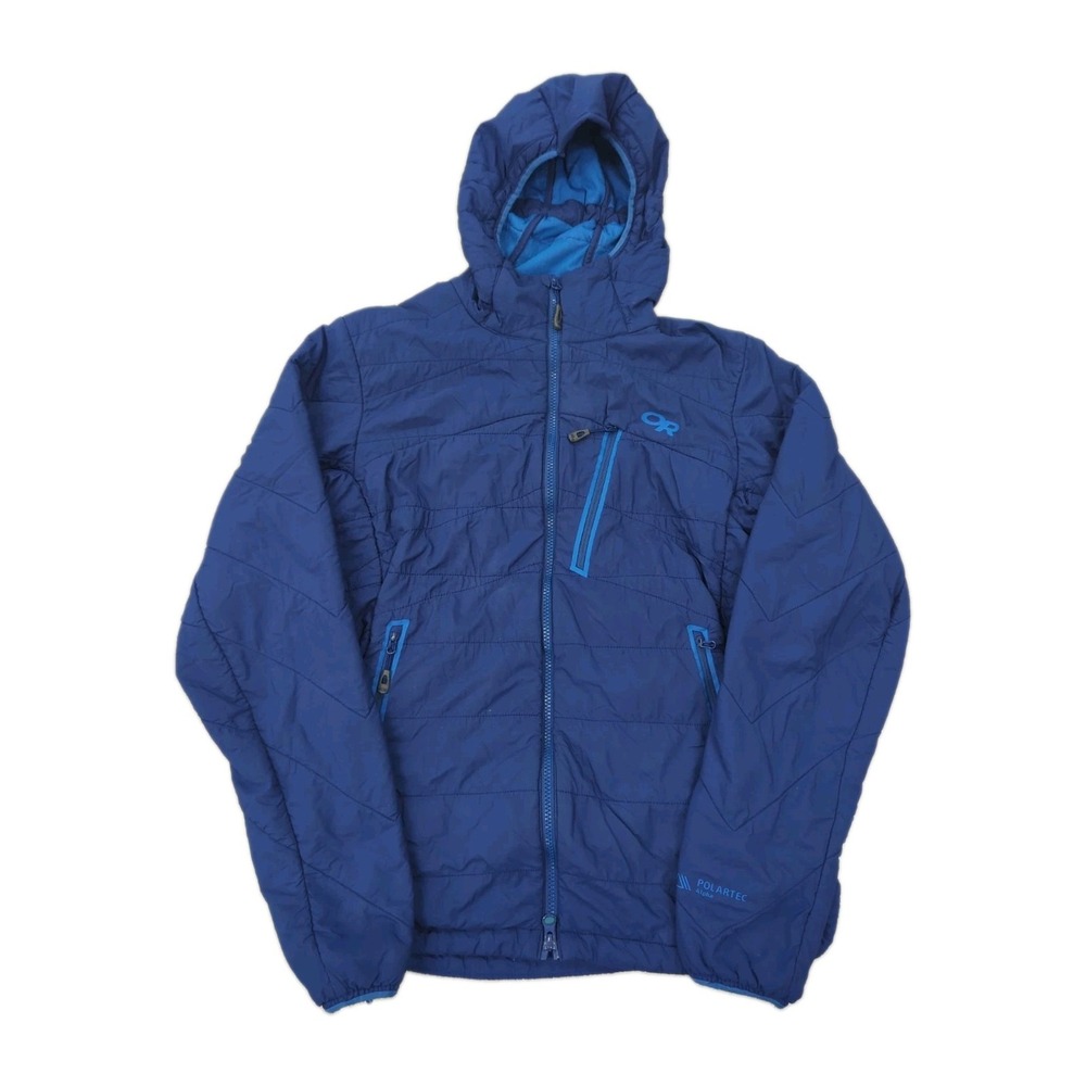Outdoor Research Uberlayer Jacket Mens M Blue Polartec Alpha Active Hooded F16